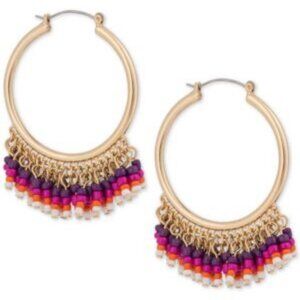 Robert Rose for INC  Gold-tone Bead Hoop Earrings 3 for $10.00
